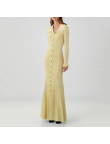 Yellow single-breasted long-sleeved knit dress