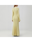 Yellow single-breasted long-sleeved knit dress