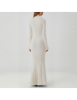 Beaded fitted long-sleeved knit dress