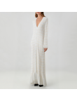 V-neck beaded long-sleeved knit dress