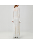 V-neck beaded long-sleeved knit dress