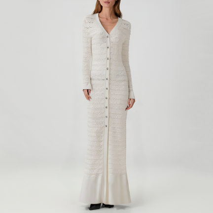 Luxurious rhinestone-embellished knit dress