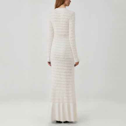 Luxurious rhinestone-embellished knit dress