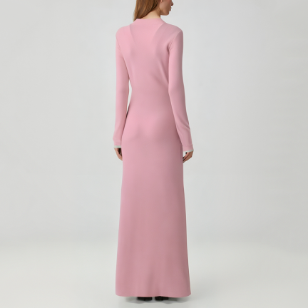 Autumn crochet fitted long-sleeved knit dress