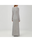 Luxury gray fitted long-sleeved knit dress