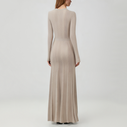 New V-neck single-breasted knit dress