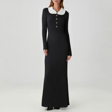 Color-blocked minimalist stretch slim-fit knit dress