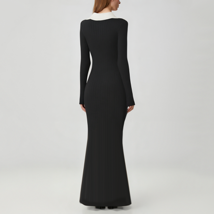 Color-blocked minimalist stretch slim-fit knit dress