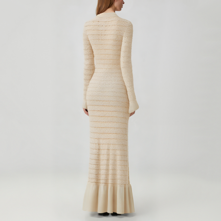 Luxury V-neck long-sleeved knit dress