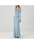 Blue sailor collar long-sleeved knit dress