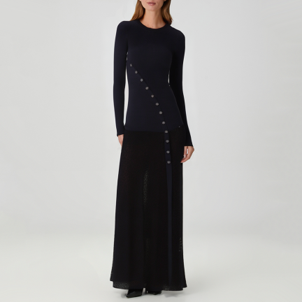 Retro round neck long sleeve knit dress