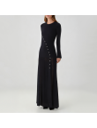 Retro round neck long sleeve knit dress