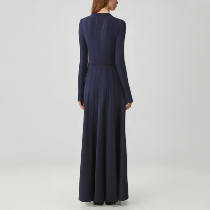 Stylish button-down long-sleeved knit dress