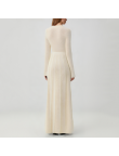 Beige round neck long-sleeved knit dress