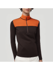 Color-blocked stand-up collar men's thermal top