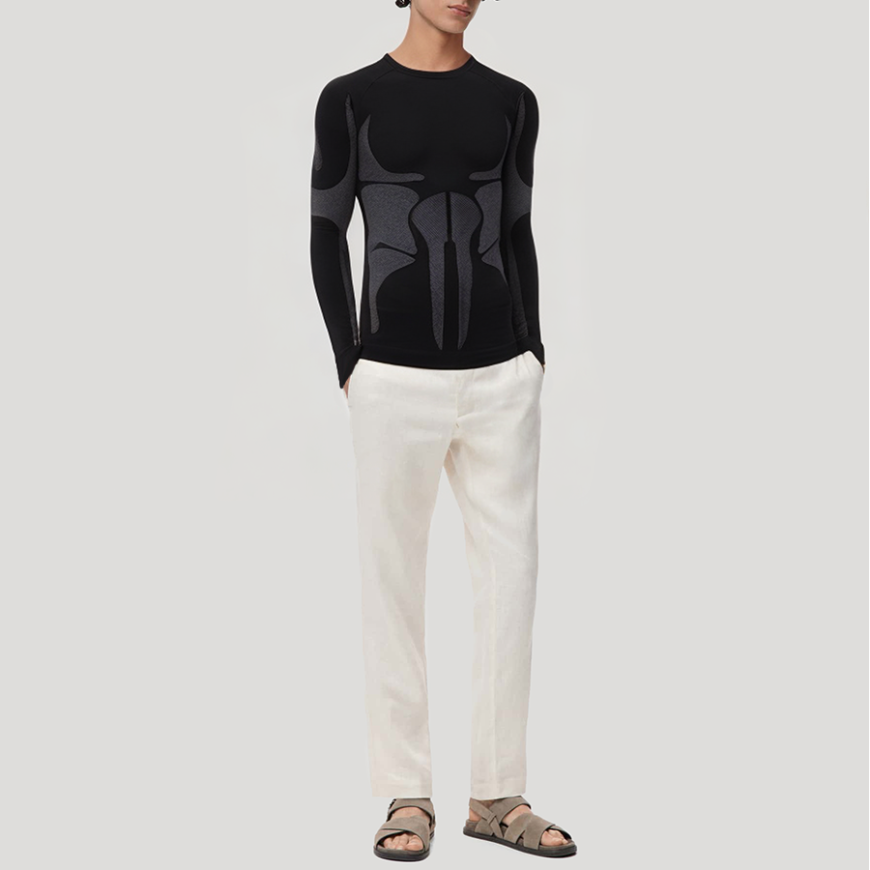 Stylish pattern seamless men's thermal top