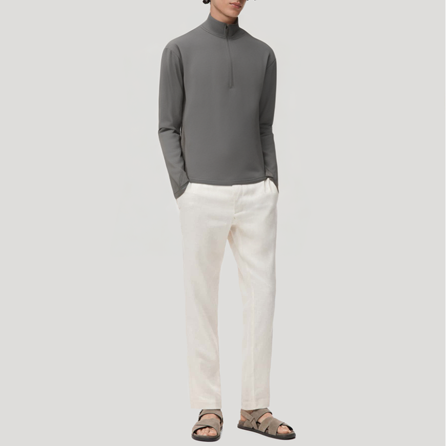 Autumn grey zipper men's thermal top