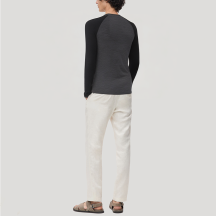 Color-blocked crew neck men's thermal top