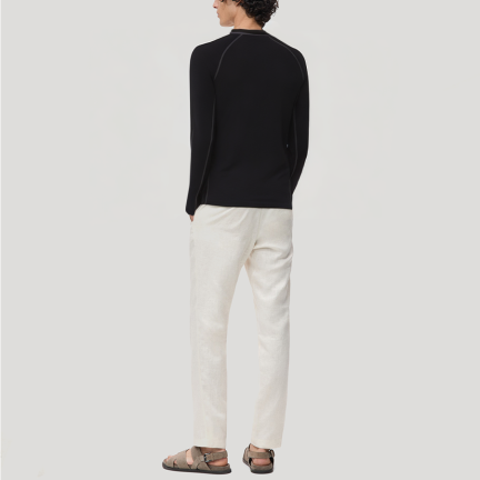 Black crew neck men's thermal long-sleeved top