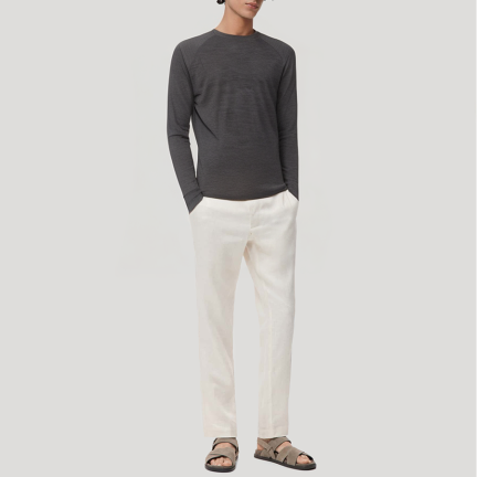 Crew neck wool thermal top for men