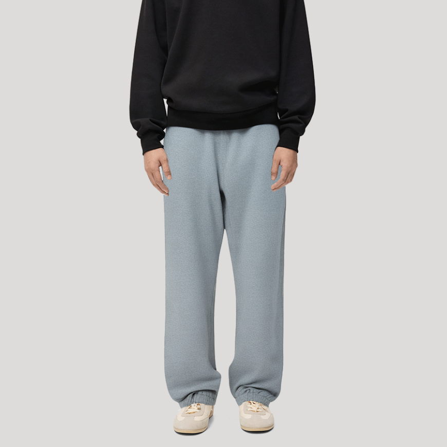 Grey casual men's fleece-lined trousers