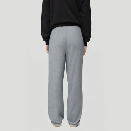 Grey casual men's fleece-lined trousers