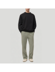 Green straight-leg men's fleece-lined trousers