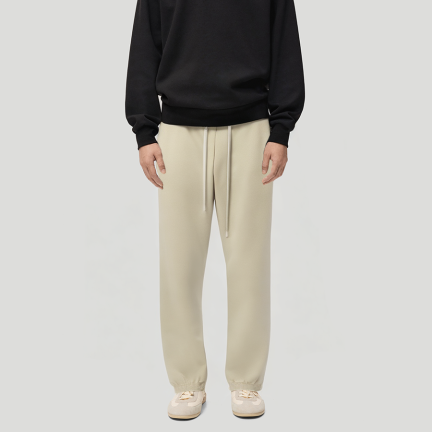 Elastic mid-rise men's fleece-lined trousers