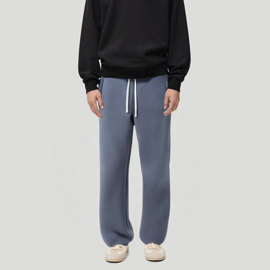 Blue thickened fleece-lined men's trousers