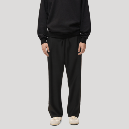 Black simple leggings for men with fleece lining