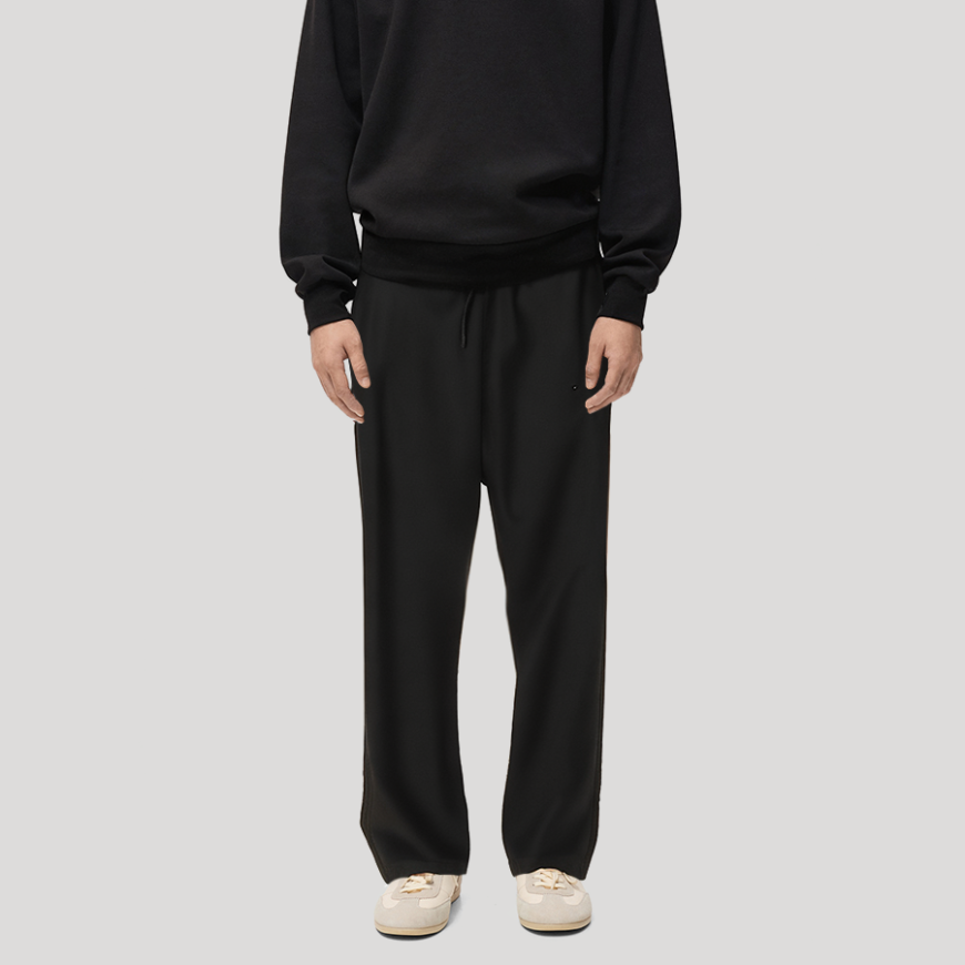 Black simple leggings for men with fleece lining