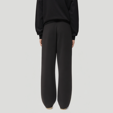 Black simple leggings for men with fleece lining