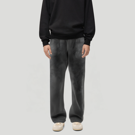 Stylish washed men's fleece-lined trousers