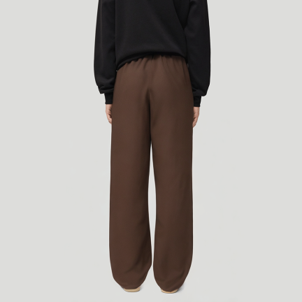 Brown pure cotton men's fleece-lined trousers