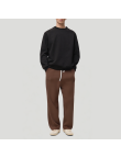 Brown pure cotton men's fleece-lined trousers