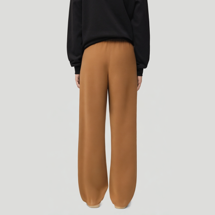 Casual elastic waist men's fleece-lined trousers