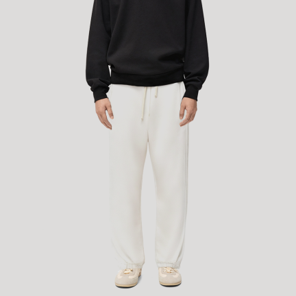 White drawstring men's fleece-lined trousers