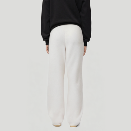 White drawstring men's fleece-lined trousers