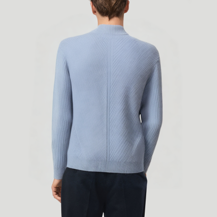 Blue twill knit men's turtleneck sweater