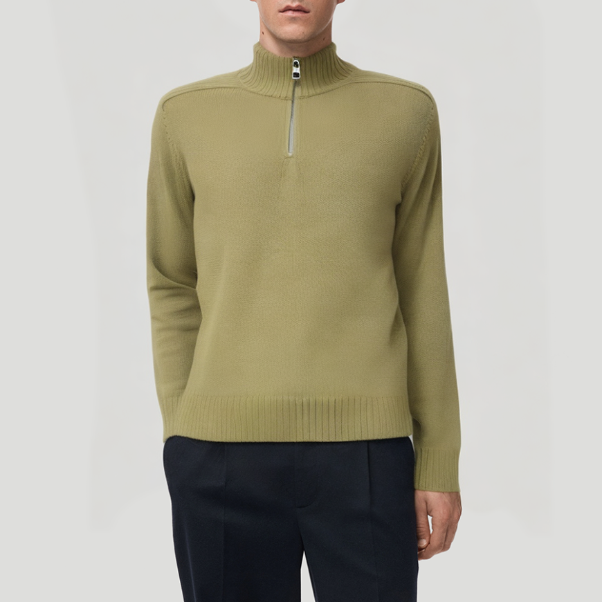 Green loose-fitting men's turtleneck sweater