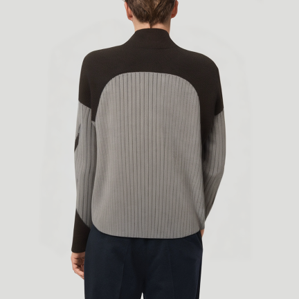 Color-blocked cardigan turtleneck sweater