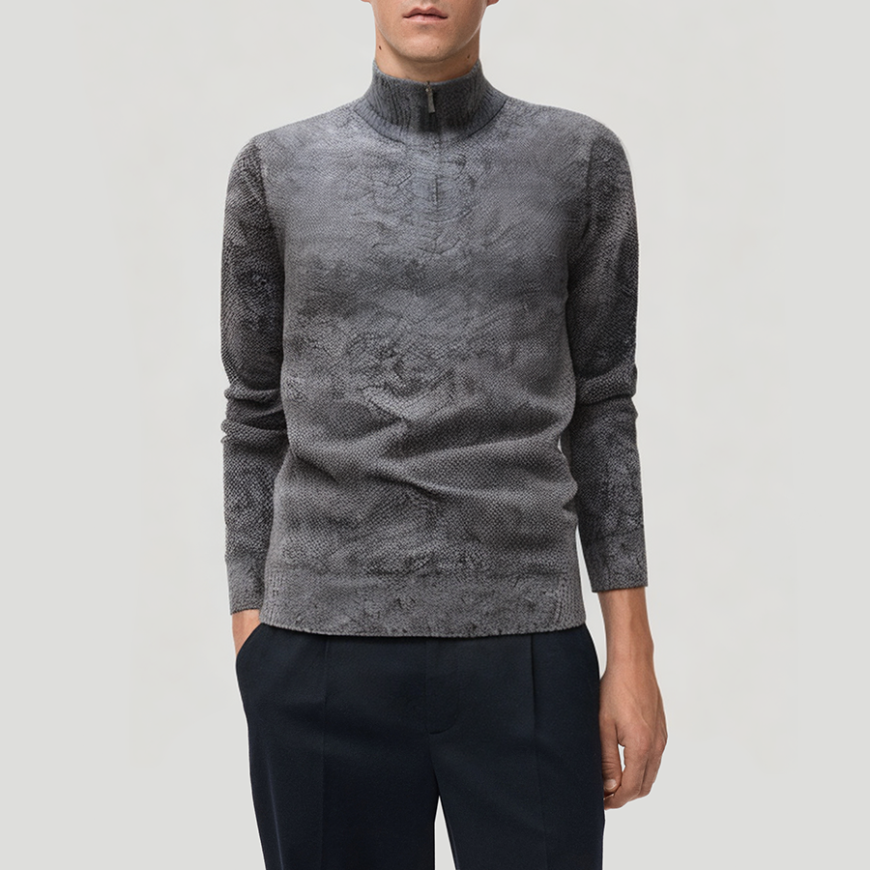 Thick solid color plush men's turtleneck sweater