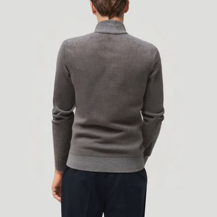 Thick solid color plush men's turtleneck sweater