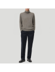 Grey ribbed knit turtleneck sweater for men
