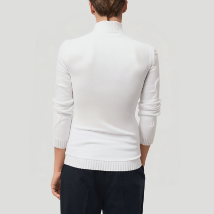 White thick knit men's turtleneck sweater