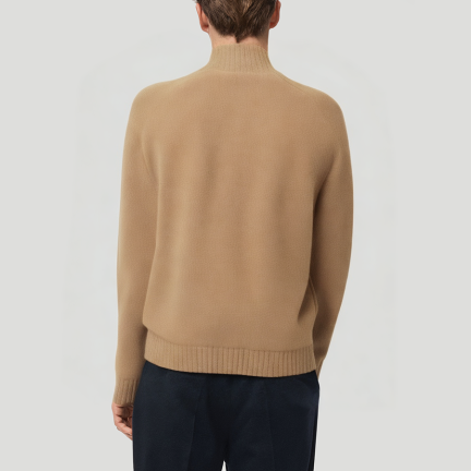 High-quality double-zipper men's turtleneck sweater