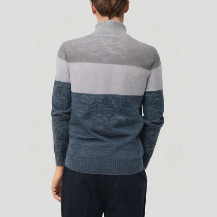Color-blocked knit turtleneck sweater for men
