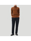 Brown slim-fit warm men's turtleneck sweater
