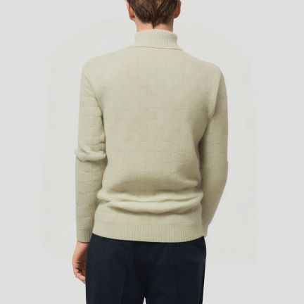 Plaid knit warm men's turtleneck sweater