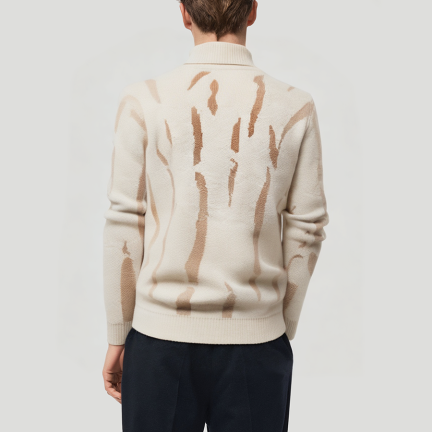 High-quality zebra print men's turtleneck sweater